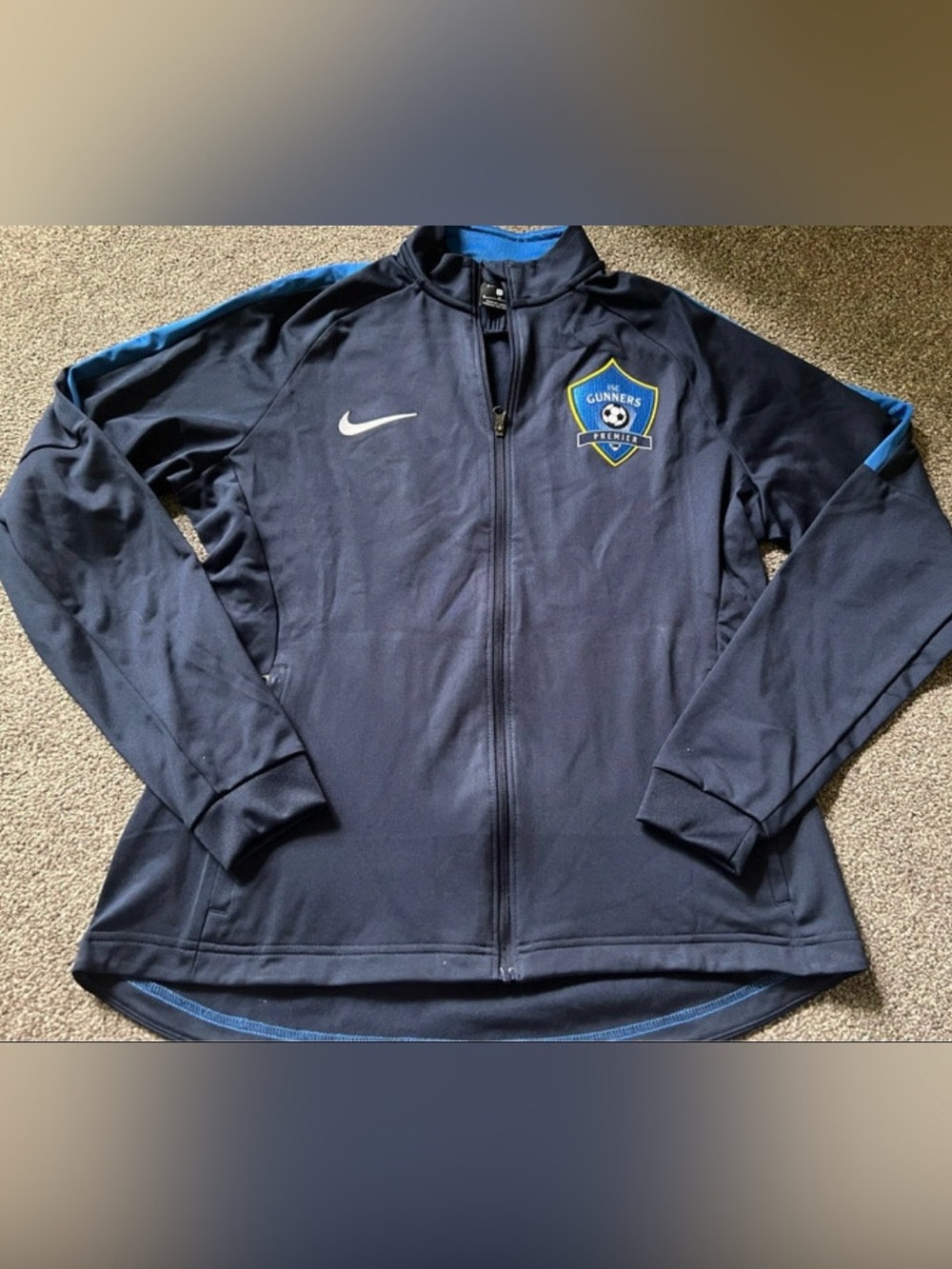 Nike unisex Navy Full-Zip Bomber Jacket with Gunners Patch